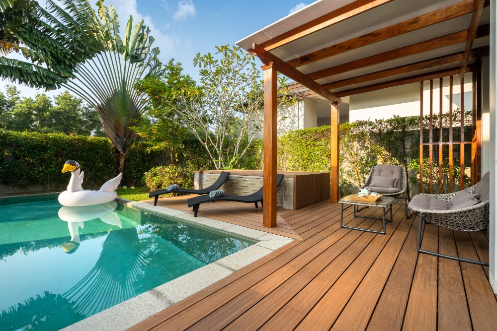 image of a sunshade on a patio