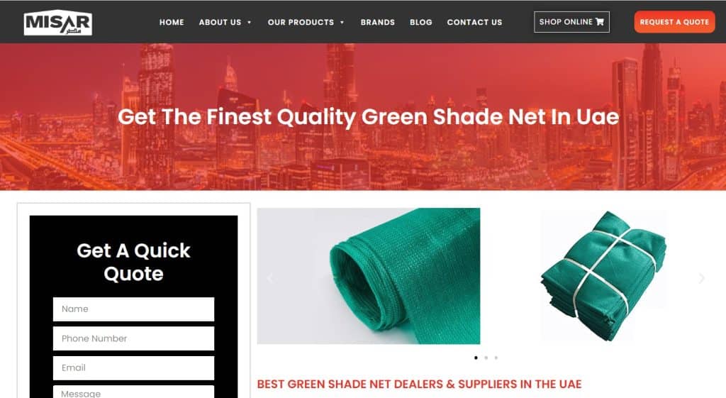 Green Shade Nets Products from Misar UAE