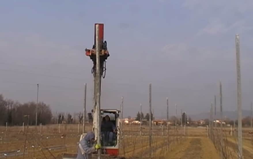 Installing hail netting poles